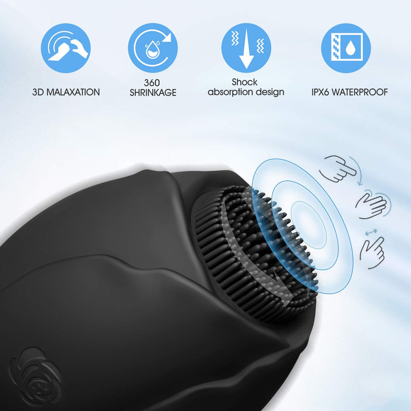 [Australia] - FBFL Facial Cleansing Brush with Ultra Hygienic Soft Silicone, Sonic Waterproof Face Brush, 3D Malaxation Vibrating Massaging, Gentle Exfoliating, Removing Blackhead, Wireless Charging, Smart Timer 