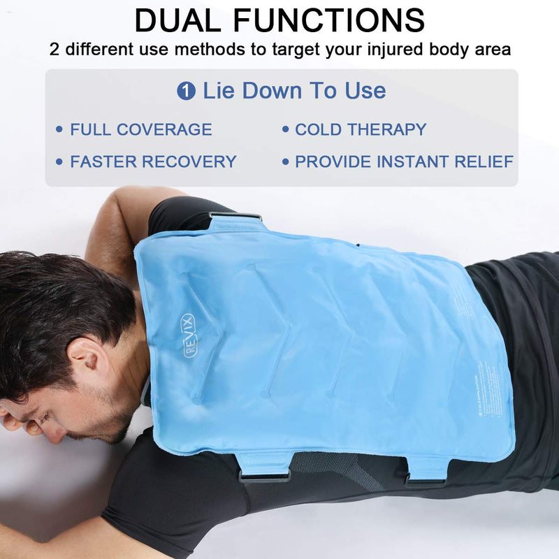 [Australia] - REVIX Full Back Ice Pack for Injuries Reusable Large Gel Ice Wrap for Back Pain Relief from Swelling, Bruises & Sprains by Cold Compression Therapy, XXL 