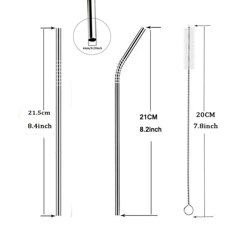 [Australia] - 10 Pcs Stainless Steel Straws, Reusable Metal Drinking Straws with 2 Cleaning Brush for Smoothie, Milkshake, Cocktail and Hot Drinks 8straws+2brush 