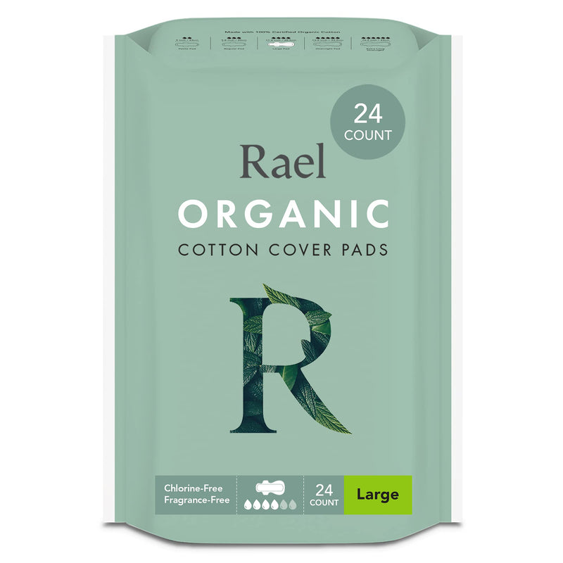 [Australia] - Rael Organic Sanitary Towels Heavy Absorbency, Unscented, Ultra Thin Pads with Wings for Women (Large, 24 Count) 24 Count (Pack of 1) 