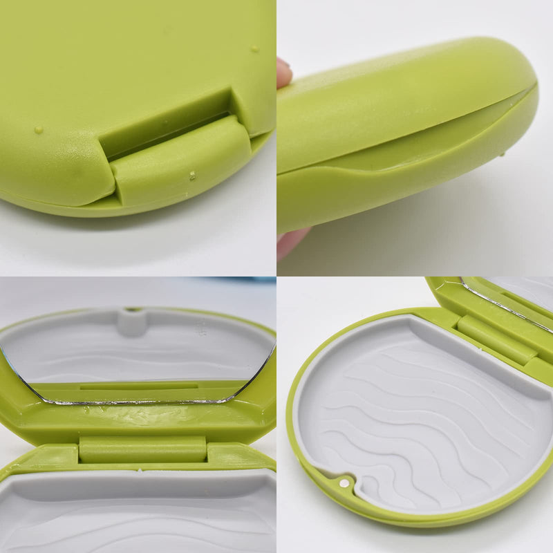 [Australia] - Denture & Teeth Mouth Tray Retainer Box Sets Partial Denture Box with 2Pcs Aligner Removal Tool and 9Pcs Invisible Chewer (Green) Green 