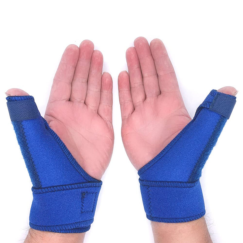 [Australia] - Trigger Thumb Brace, Thumb Spica Splint Stabilizer for Pain, Sprains, Arthritis,Tendonitis Carpal Tunnel & Trigger Finger - Immobilizer Wrist Strap - Right Hand Or Left Hand Women (Blue) Blue 