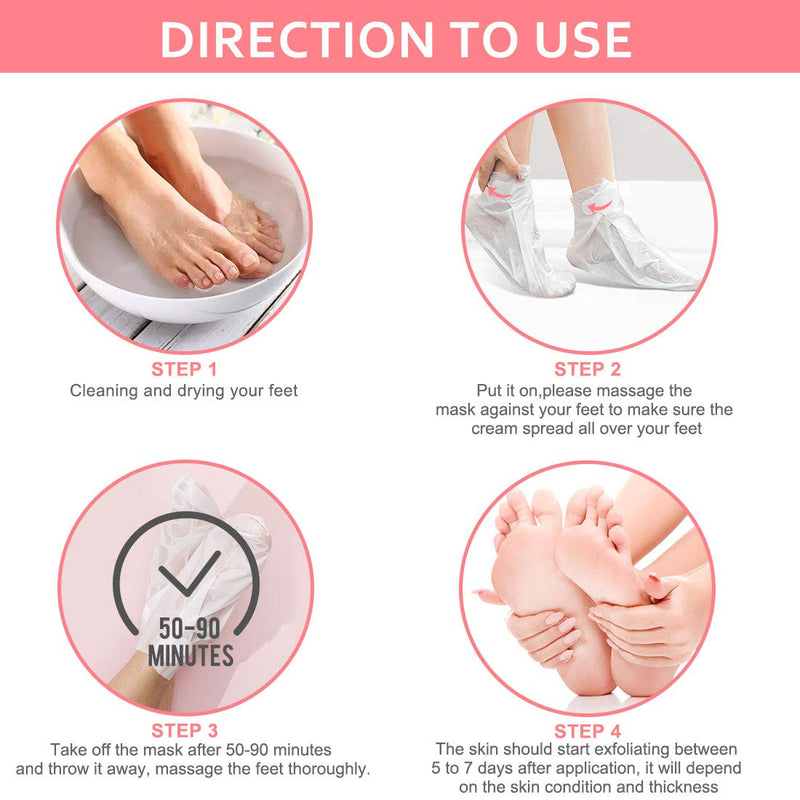 [Australia] - Foot Peel Mask 5 Pack, Peach Soft Callus Peeling Dead Skin Remover Exfoliating Socks Dry Rough Heels Treatment Beauty Feet Mask Natural for Men and Women Pink 