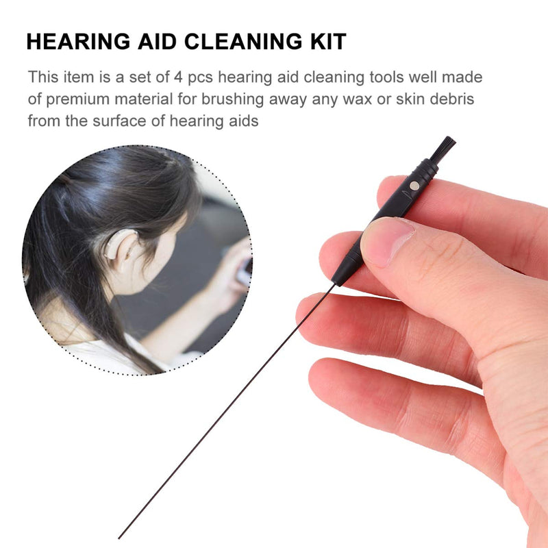[Australia] - ULTECHNOVO 1 Set 4pcs Hearing Amplifier Cleaning Brush Hearing Aid Vent Cleaning Tool Earpiece Earmold Vent Cleaner for Sound Tubes 