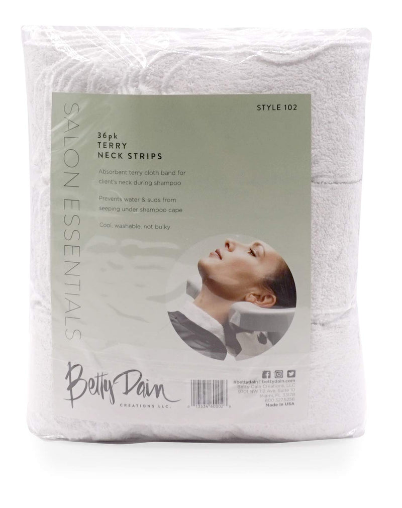 [Australia] - Betty Dain Neck Towel, Soft Terry, Keeps Clients Protected During Shampoos and Rinses, Spa Treatments, Adds Comfort Against Shampoo Bowl, Economical Solution to Paper Wraps, 36 Pack, White 