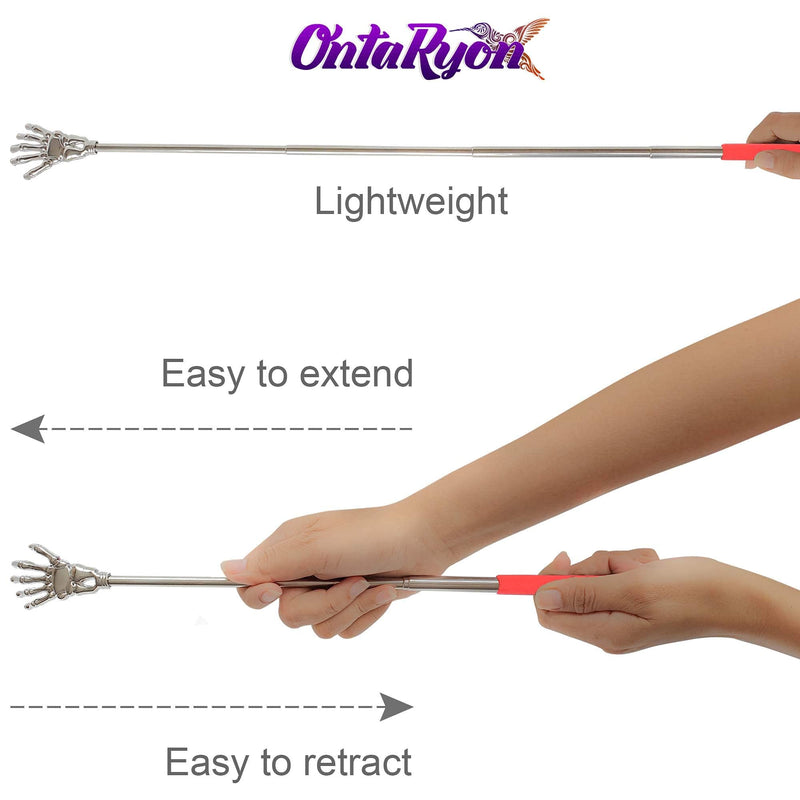 [Australia] - OntaRyon Telescopic Back Scratcher | Novelty Gifts for Men & Women | Portable Handheld Massage Stick | Small Stocking Fillers for Adults | Unusual & Funny Massager (Red) Red 
