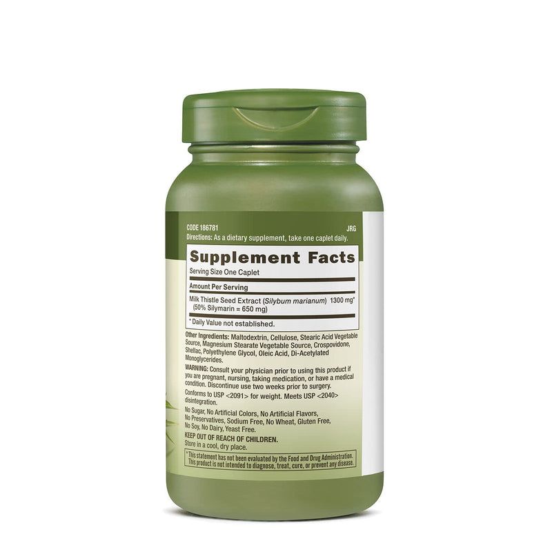 [Australia] - GNC Herbal Plus Milk Thistle 1300mg | Standardized Herb, Supports Healthy Liver Function, Vegetarian | 120 Caplets 1 
