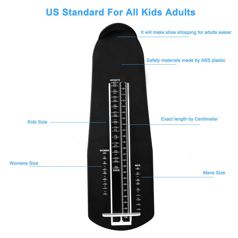 [Australia] - Professional Foot Measurement Device, US Standard Shoe Sizer, Shoe Measuring Device Ruler Sizer for Kids and Adults, Buy Kids Shoes Easily Online, Graceful Black 