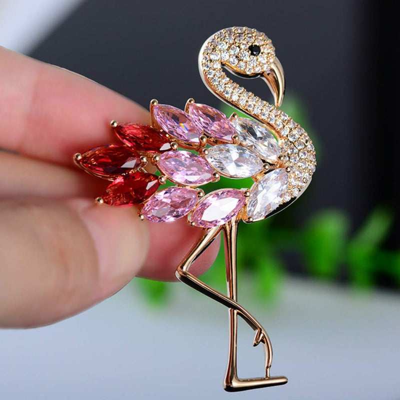 [Australia] - SKZKK Colourful Flamingo Brooches Diamond Broaches for Women Crystal Rhinestone Animal Pins Colorful Diamond Party Vintage Womens Jewelry 