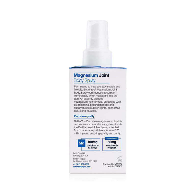 [Australia] - BetterYou Magnesium Joint Body Spray | + Vegan Glucosamine | Effective Support For Joints And Muscles | Supports Relaxation | Palm Oil Free | 100ml (600 Sprays) 