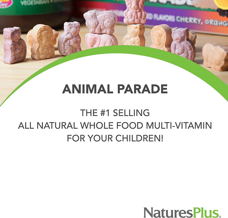 [Australia] - NaturesPlus Animal Parade Calcium Children�s Chewable - Calcium Supplement for Kids Natural Vanilla Flavour - Vegan, Gluten Free - 90 Chewable Animal Shaped Tablets 