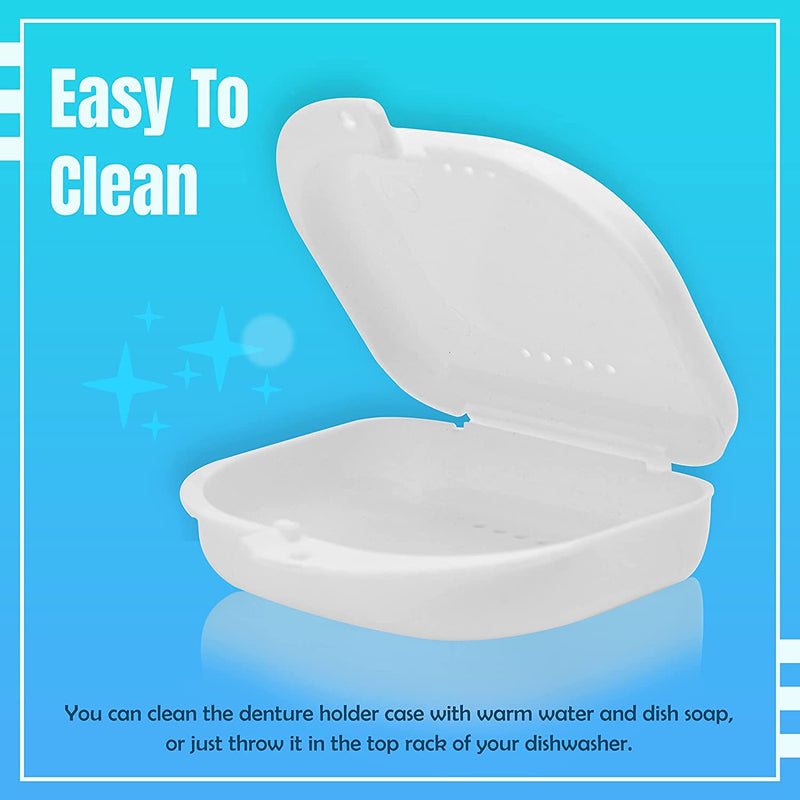 [Australia] - Hsthe Sea 2 pcs Retainer Case with Vent Holes Retainer Container Partial Denture Box,for Denture, Retainer,Mouth Guard,Brace, Teeth Mouth Tray, Blue+White 