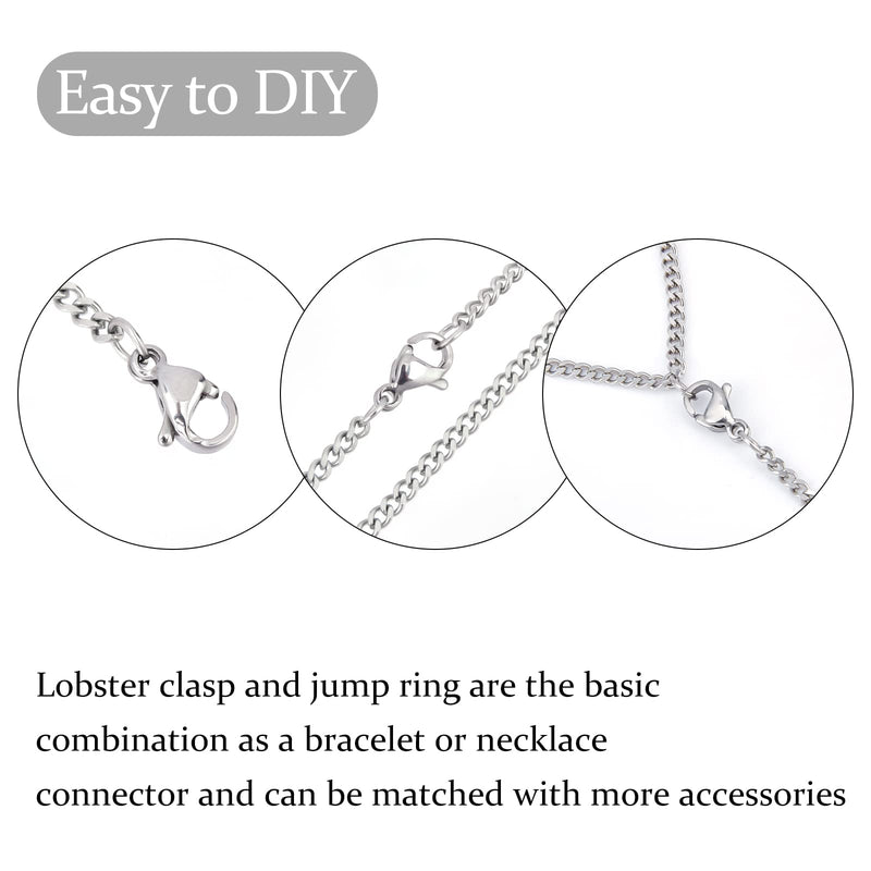 [Australia] - PandaHall 120pcs 4mm 304 Stainless Steel Jump Rings with 60pcs Lobster Clasps for Earring Bracelet Necklace Pendants Jewellery DIY Craft Making, Stainless Steel Color 
