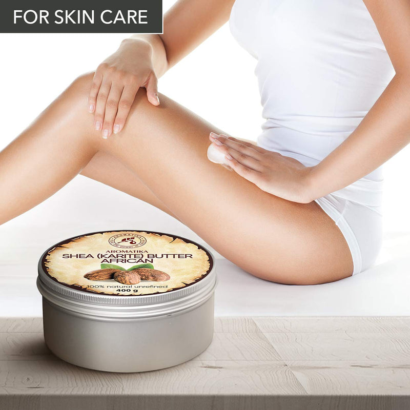 [Australia] - Shea Butter Cold Pressed 400g - Unrefined African Shea Butter - Ghana - 100% Pure & Natural - Best for Hair - Skin - Lip - Face - Body Care - Karite Shea Butter - Aluminium jar 