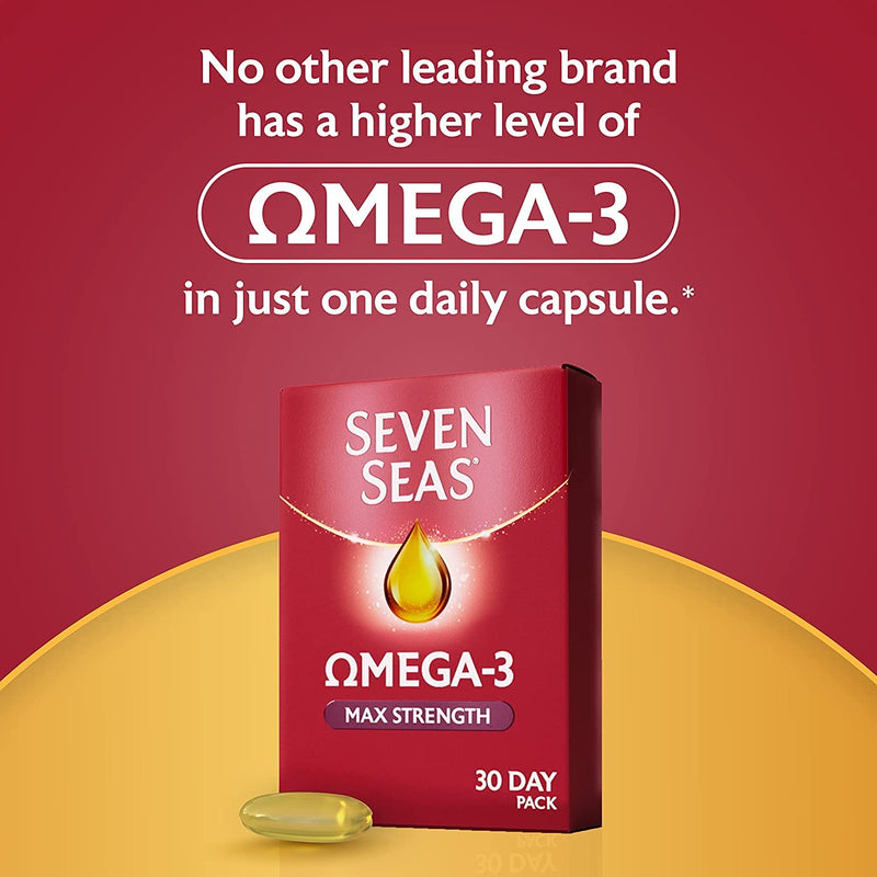 [Australia] - Seven Seas Omega-3 Fish Oil Max Strength Multivitamin Tablets For Women / Men, 1250 mg Fish Oil, 1063 mg Omega-3, 250 mg EPA & DHA & Vitamin D, 30 Capsules 