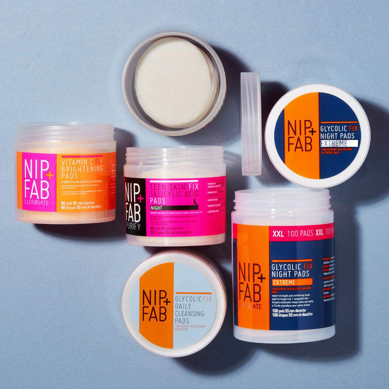 [Australia] - Nip+Fab Glycolic Fix Cleansing Pads XXL, 135 ml, 100 Count 
