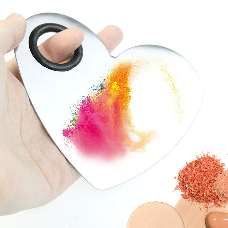 [Australia] - obmwang Stainless Steel Heart Shaped Makeup Palette Spatula - Makeup Artist Makeup Enthusiast Tools for Blending Cosmetic Foundation Shades 