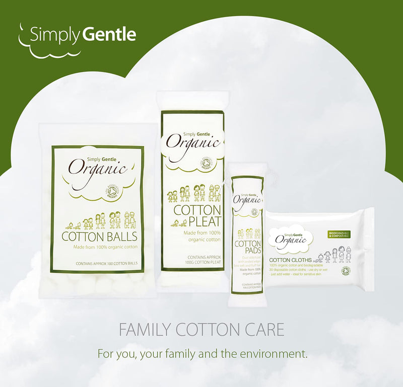 [Australia] - Simply Gentle Organic Cotton Pads ‚Äì Dual Sided - Sealed Edges - Low Lint - 100% Organic Cotton Wool ‚Äì 100 Pads Per Pack (Pack of 6) 