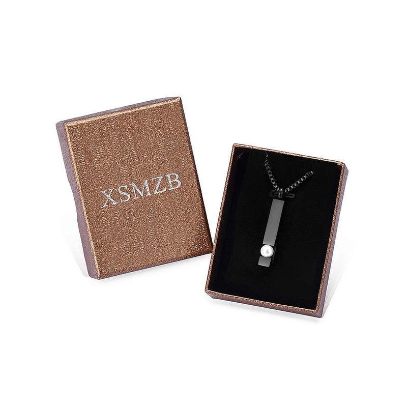 [Australia] - XSMZB Crystal Cremation Urn Jewelry Cube Memorial Ashes Necklace Pendant Keepsake- Black Birthstone Series Pearl 