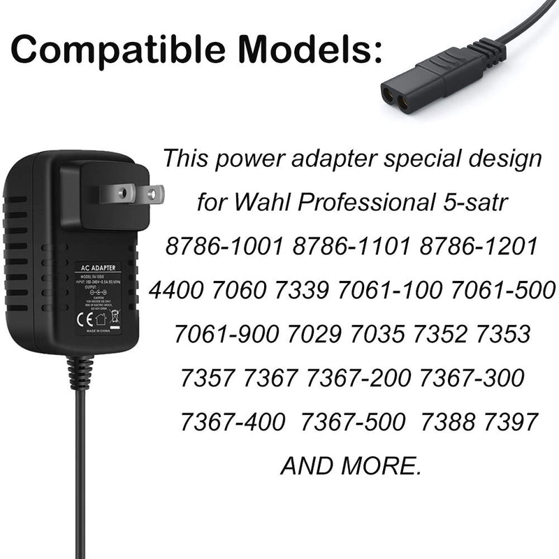 [Australia] - for Wahl Shaver Trimmer Charger 2V AC Adapter for Wahl Electric Shaver-Shaper Hair Clipper 8061, 8163, 7367, 7357, 7353, 7029, 7060, 7035, 7339, 7356 Replacement Wahl Clipper Power Cord 