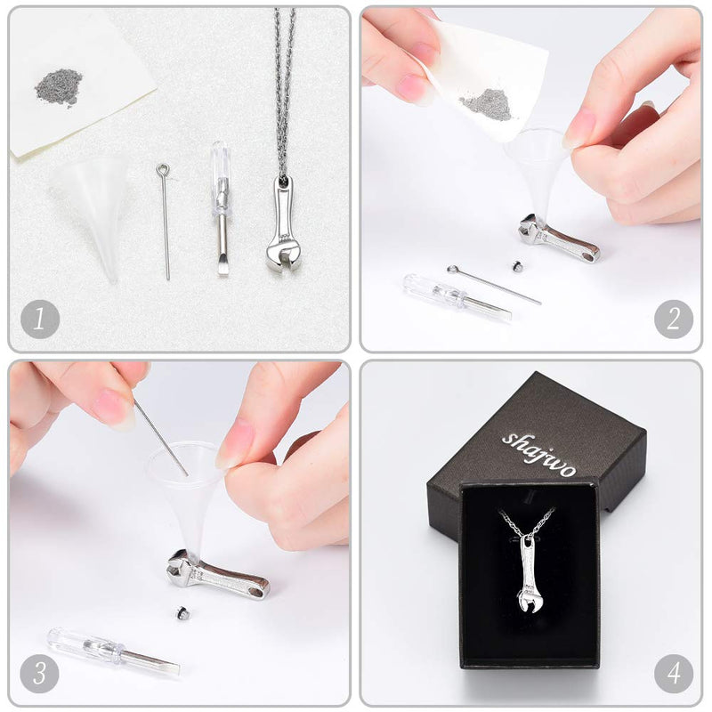 [Australia] - shajwo Cremation Jewelry for Ashes Stainless Steel Wrench Hammer Urn Pendant Locket Keepsake Memorial Necklace for Human Ashes Holder for Women Men 