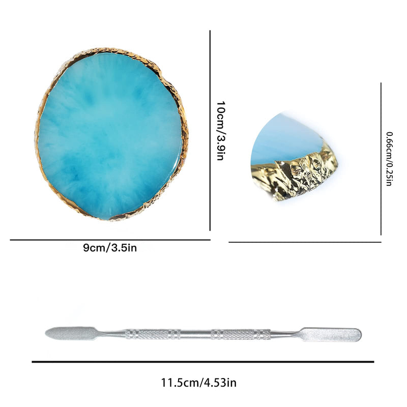 [Australia] - Lofuanna Nail Art Palette--Resin Nail Polish Palette with Nail Palette Stirring Rod,Nail Polish Color Mixing Palette Manicure Tool for Nail Art Painting&Display Tray(Blue) Blue 