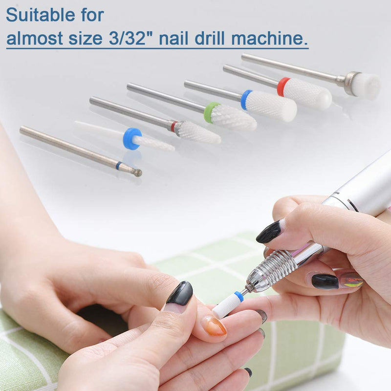 [Australia] - Bulex 7pcs Nail Drill Bits for Acrylic Nails - 3/32 Professional Ceramic Nail Drill Bit Set for Cuticle Acrylic Gel Nail Polishing Manicure 