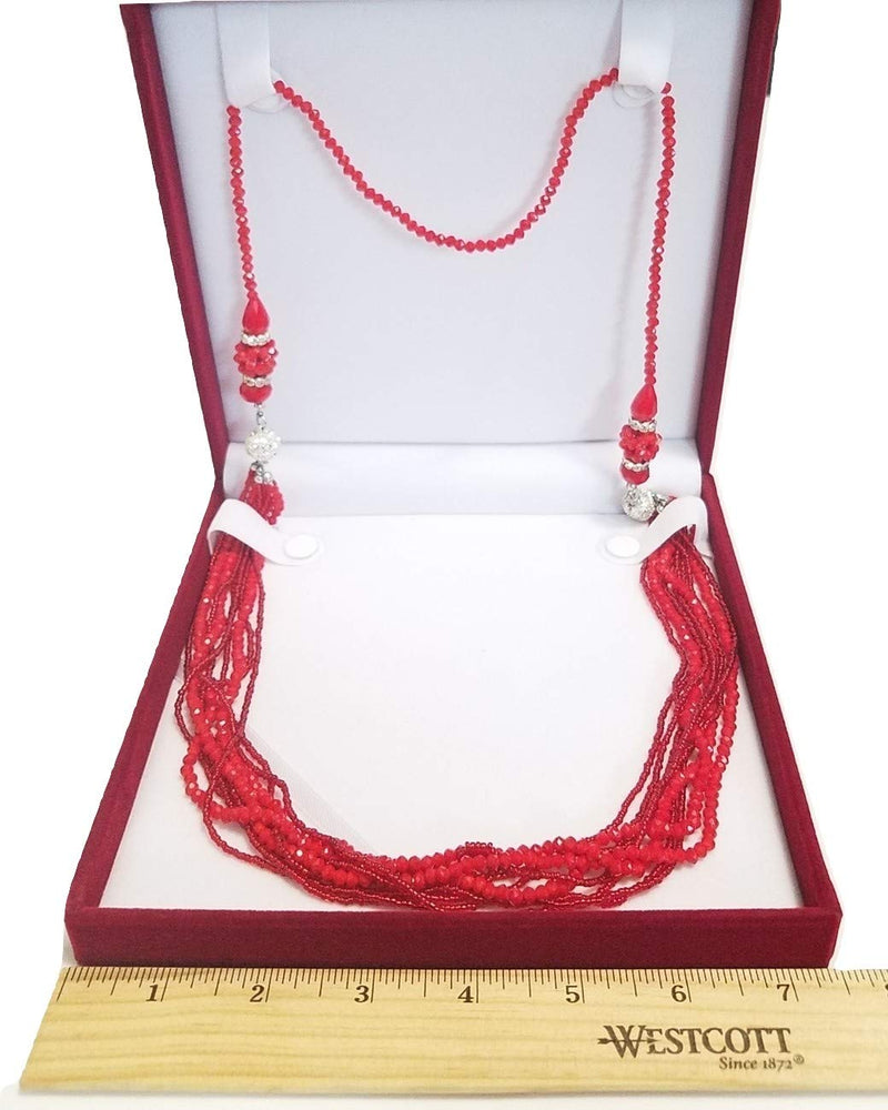 [Australia] - JM XXL Extra Large Burgundy Velvet Gift Box for Set Jewelry - Long Necklace Bracelet, Ring Travel Jewelry Organizer 