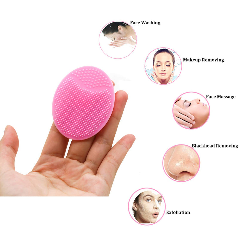 [Australia] - Face Scrubber,Soft Silicone Facial Cleansing Brush Wash Sponge Massage Pore Blackhead Removing Exfoliating Scrub for Sensitive Greasy Dry and All Kinds of Skin (Pink+Purple) Pink+Purple 