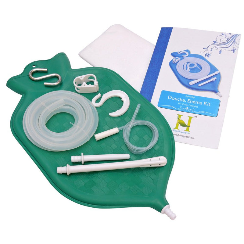 [Australia] - HealthGoodsIn - The Perfect Enema Bag Kit in Green Color for Colon Cleansing with Platinum Cured Silicone Hose (2 Quart, Open Top) 