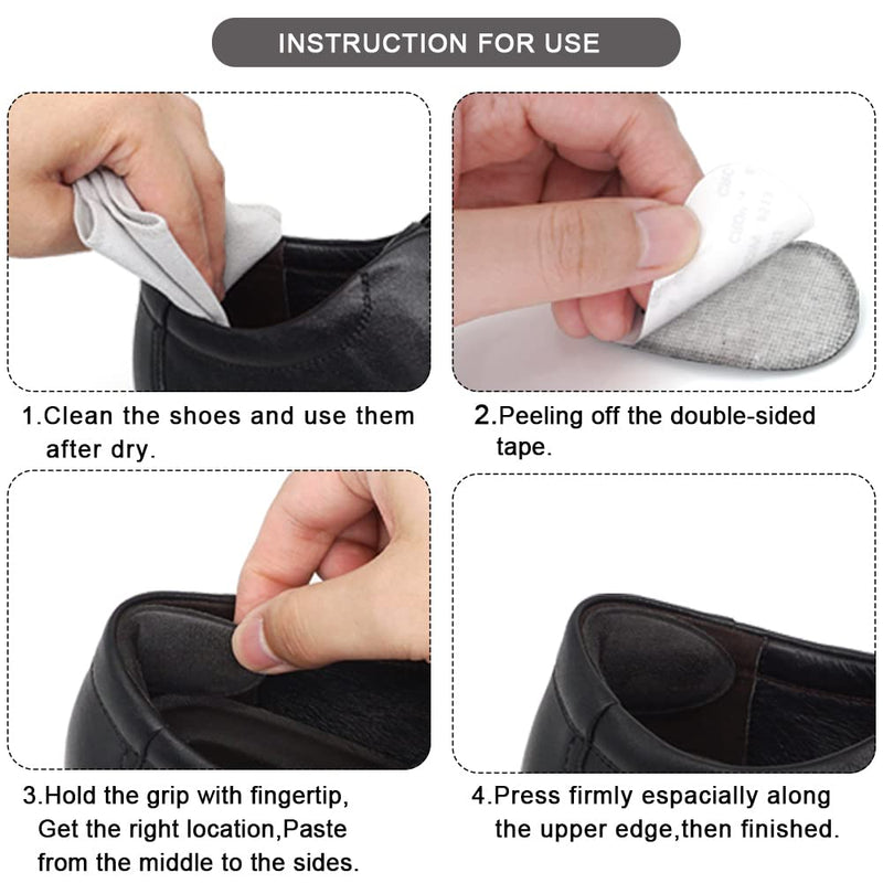 [Australia] - Dr. Foot's Heel Grips Liner Insert for Shoes Too Big, Shoe Inserts Liners for Loose Shoes, Preventing Heel Slipping, Rubbing, Non-Slip (Black) Black 