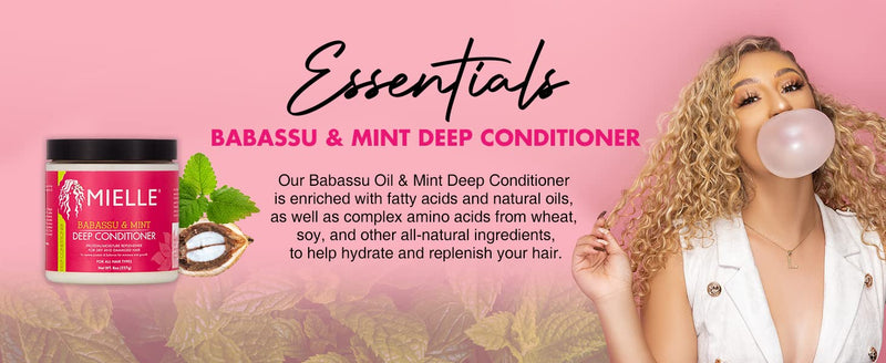 [Australia] - Mielle Organics Babassu & Mint Deep Conditioner with Protein, Moisturizing & Conditioning Deep Treatment, Hydrating Repair for Dry, Damaged, & Frizzy Hair, 8-Ounces 