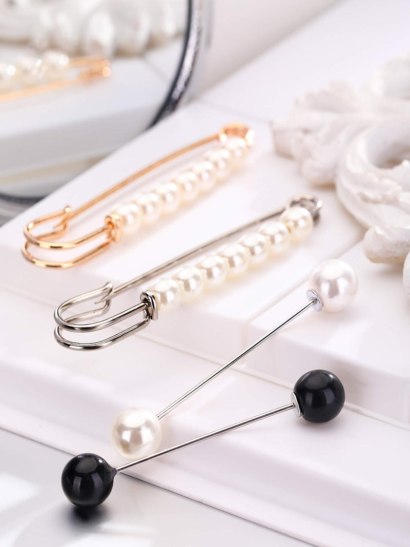 [Australia] - Jetec 6 Pieces Sweater Shawl Clips Faux Pearl Dresses Cardigan Collar Brooch Clip Vintage Shirts Clips for Women Girls Decor Classic Style 
