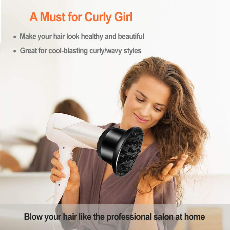 [Australia] - Universal Hair Diffuser, Hair Dryer Diffuser Attachment for Curly and Natural Wavy Hair, Professional Blow Dryer Diffuser, Adjustable from 1.4 Inch to 2.6 Inch Black 