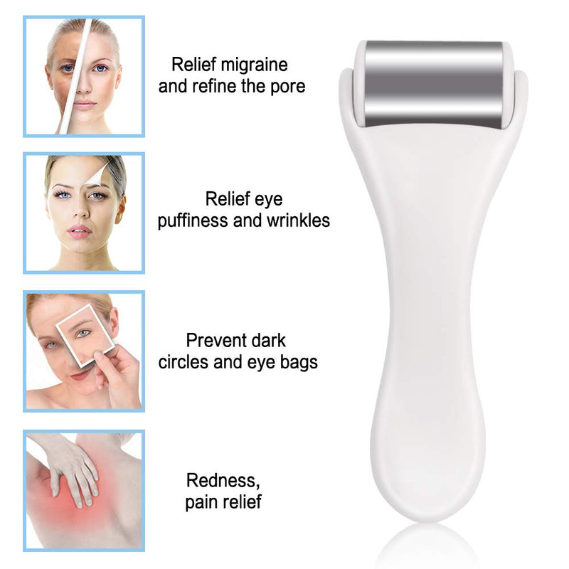 [Australia] - Ice Roller for Face & Eye,Puffiness,Migraine,Pain Relief and Minor Injury,Skin Care Products Stainless Steel Face Massager Ice Roller Massager (White) 1*white 