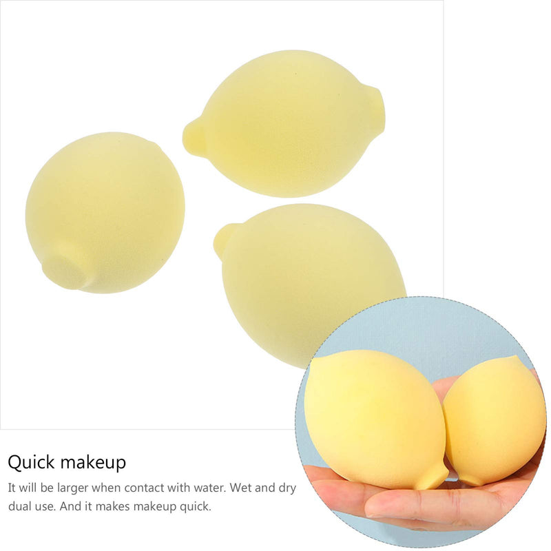 [Australia] - Lurrose 3pcs Blender Foundation Beauty Sponge Cute Fruit Shaped Cosmetics Sponge Blender for Liquid Cream Powder Applicators Yellow Lemon 