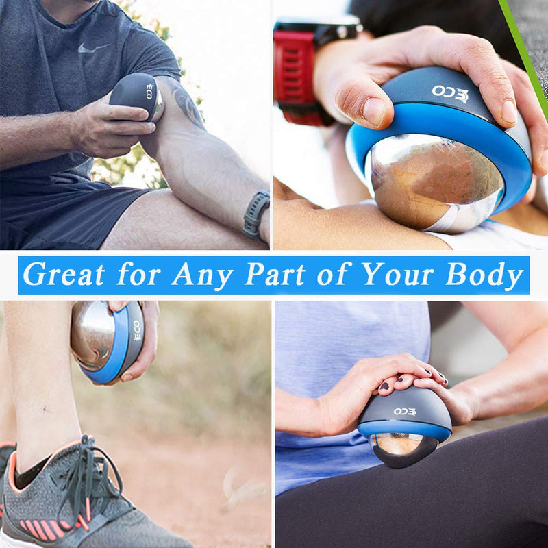 [Australia] - Cryosphere Cold Massage Roller Ball - Massage Ball for Cold & Heat Relief, Myofascial Release, Trigger Point Therapy, Muscle Knots - Deep Tissue Ice Massager 80 mm Blue and Grey 