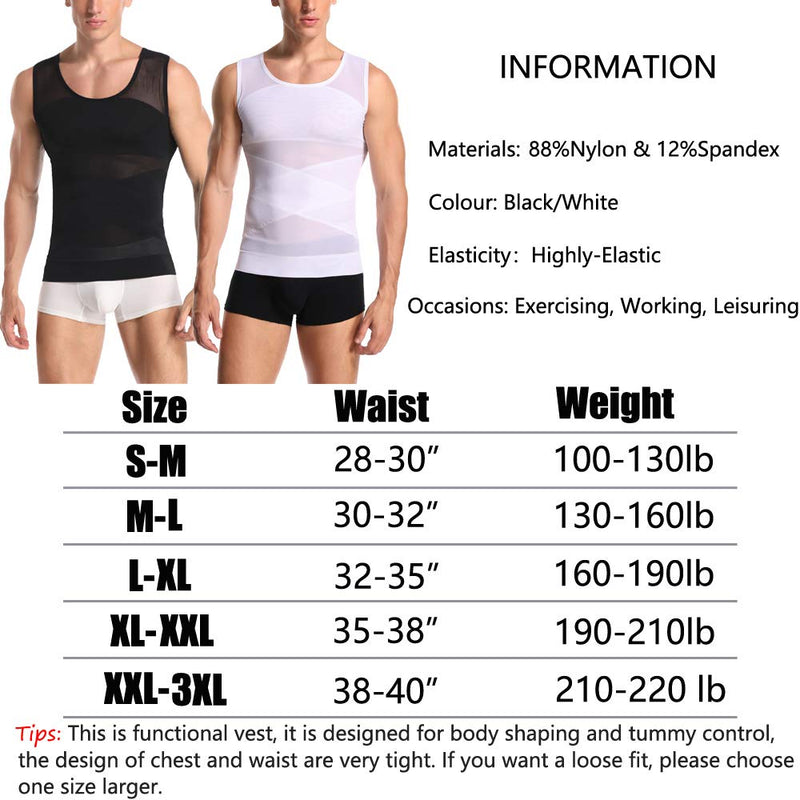 [Australia] - Joweechy Men Slimming Body Shaper Compression Vest Chest Tummy Control Shapewear Waist Trainer Girdle Belt Posture Corrector Tank Top D-black XL-XXL 