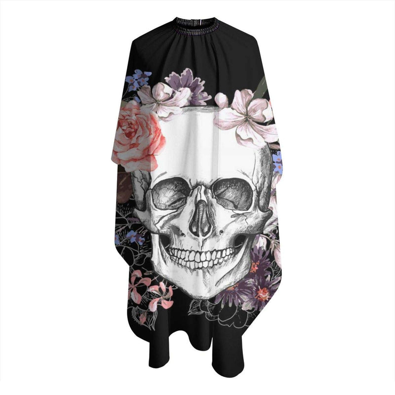 [Australia] - Pink Floral Sugar Skull Flower Home Hair Cutting Barber Cape Hair Salon and Dyeing Styling Cloth for Women/Men Black Floral Sugar Skull 