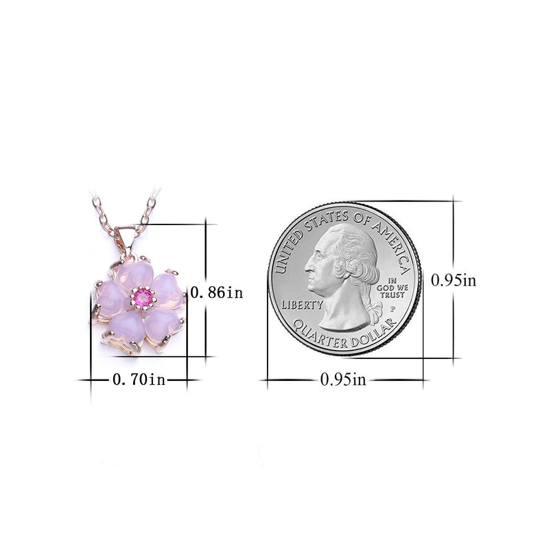 [Australia] - LSOOYH Flower Pink Crystal Necklace Flower for Women Girl Jewelry Gifts 