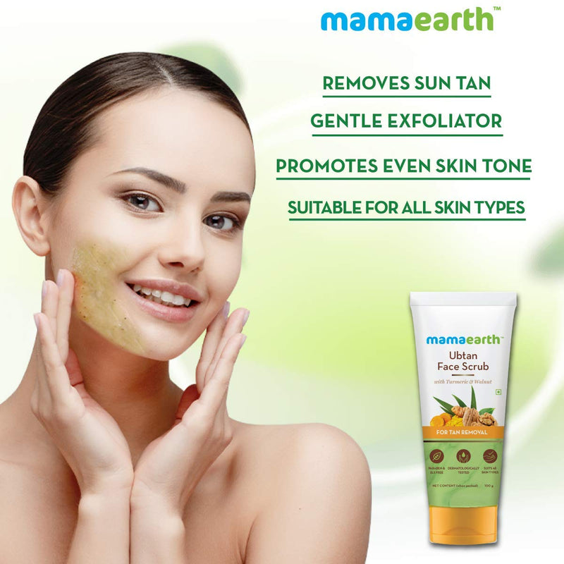 [Australia] - Mamaearth Ubtan Face Scrub with Turmeric & Walnut for Tan Removal - 100g 