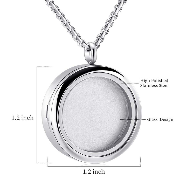 [Australia] - Oinsi Cremation Locket Necklace for Ashes of Loved One Carry Photo Glass Memorial Urn Jewelry 316L Stainless Steel Keepsake Gifts Glass design 