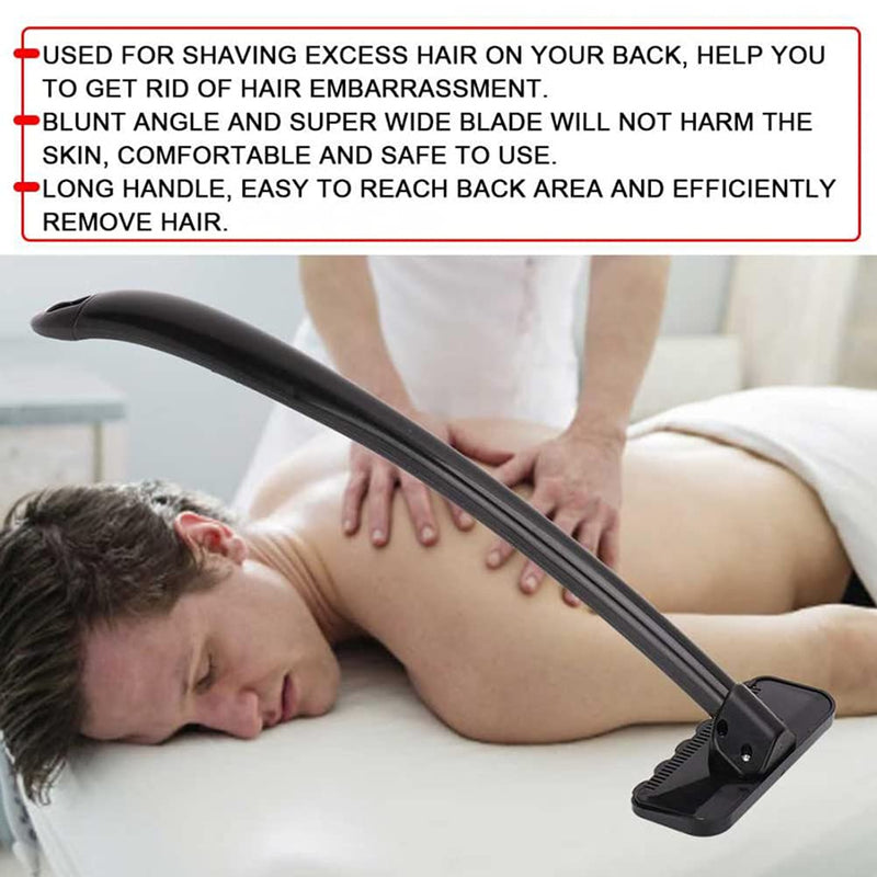 [Australia] - Back Shaver, Men's Back Shaver with Long Handle 15 Inches, Back Shaver Body Razor with Ergonomic Handle Curved DIY Back Hair Shaver Pain for Perfect Wet Shaving 