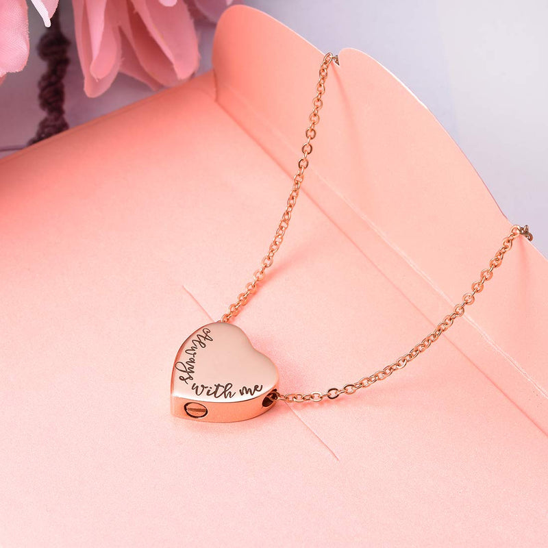 [Australia] - Cat Eye Jewels Stainless Steel A Piece of mMy Heart has Wings Heart Pendant Cremation Keepsake Ash Holder Memorial Urn Necklace for Ashes with Funnel Kit Rose Gold & Black Multi 