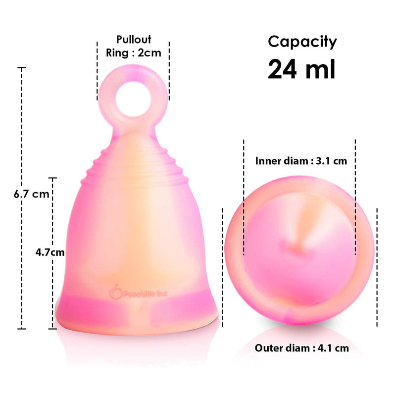 [Australia] - Peachlife Boric Acid Suppositories and Small Soft Menstrual Cup with Ring Pull 