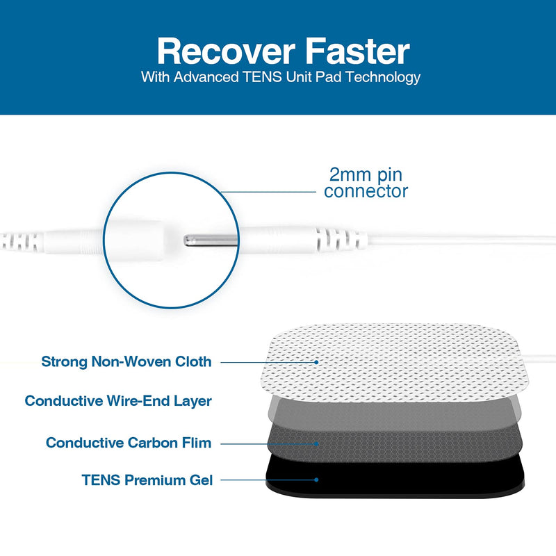 [Australia] - ChoiceMMed Universal TENS Unit Gel Replacement Electrode Pads for Electronic Pulse Stimulators with Advanced Latex-Free Technology for Electrotherapy (10 Units) 