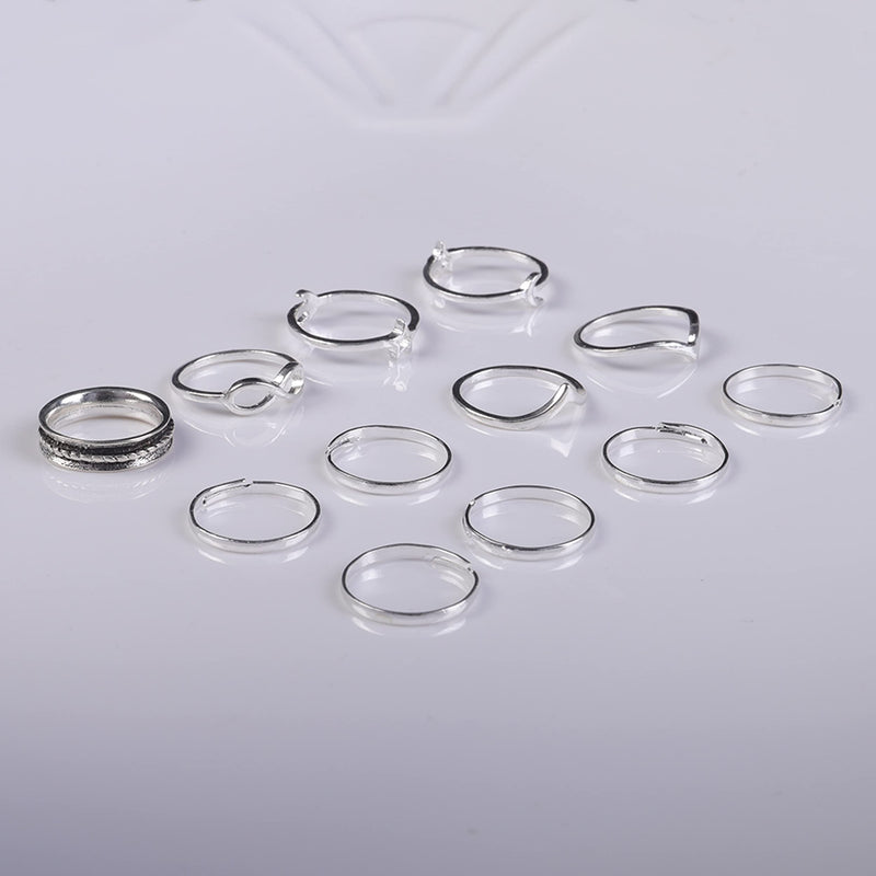 [Australia] - BERYUAN Women 12pcs Rings Silver Rings for Teen Girls Women Ring Set Rings Size 5 6 7 8 