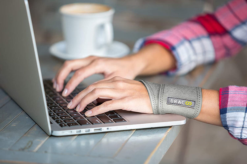 [Australia] - Bracoo WS10 Wrist Support Brace, Hand Support, Adjustable Wrist Wrap Strap for Fitness, Weightlifting, Tendonitis, Carpal Tunnel Arthritis, Joint Pain Relief, Wrist Tendonitis – Fits Right and Left Hand 2 Grey 