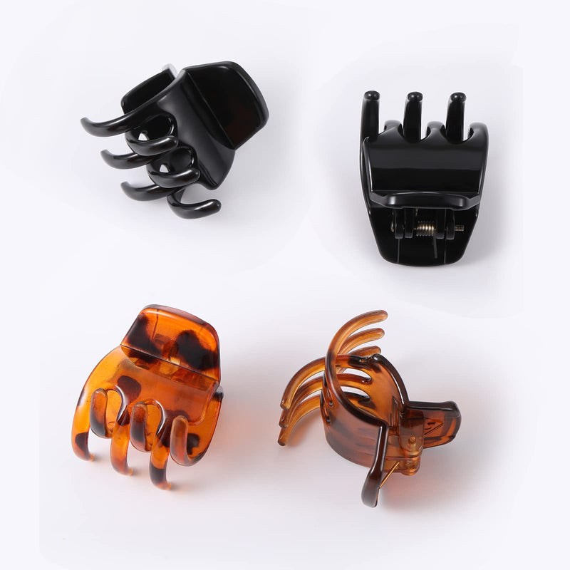 [Australia] - 4 Pieces Hair Claw Clips Medium Hair Clips Non Slip Hair Clamps Butterfly Hair Clips for Women Girl's Hair Black & Brown (A) 4 Count (Pack of 1) 