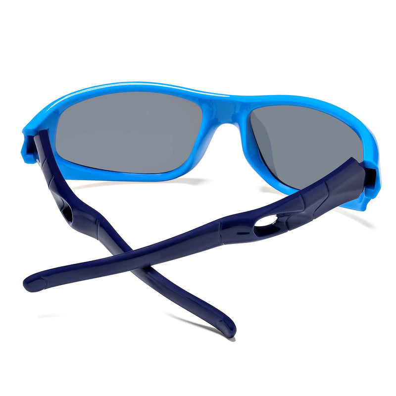 [Australia] - Kids Soft Polarized Sports Sunglasses TPEE Rubber Flexible Frame and Unbreakable Lens for Boys Girls Age 3-9 Baby Blue | Blue 56 Millimeters 
